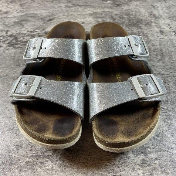 Birkenstock Womens Arizona Silver Glitter Leather EU Size 34  / US Size 3 - Picture 4 of 7